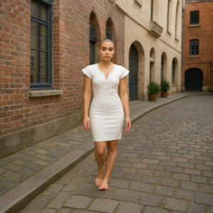 White sheath dress.