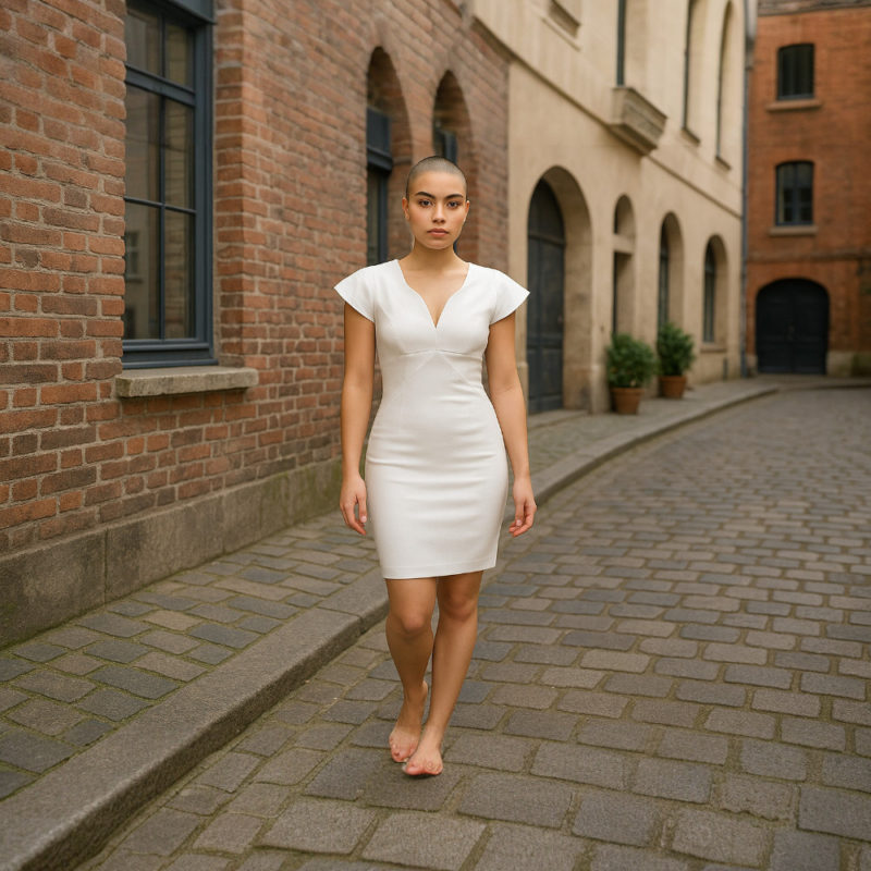 White sheath dress.
