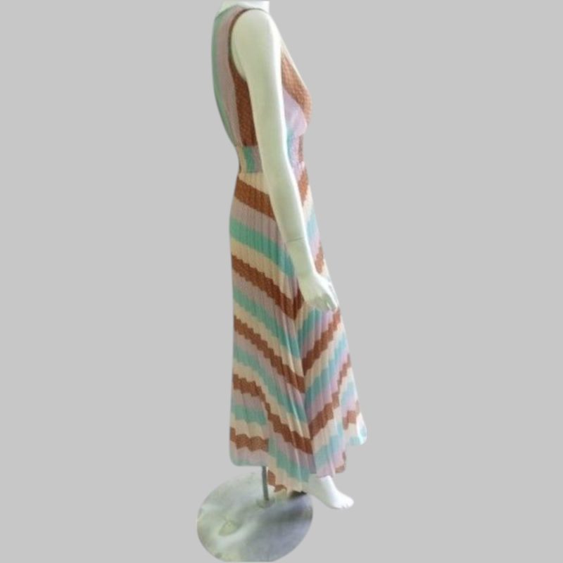 Multicolor pleated long dress - Image 2