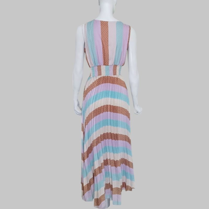Multicolor pleated long dress - Image 3