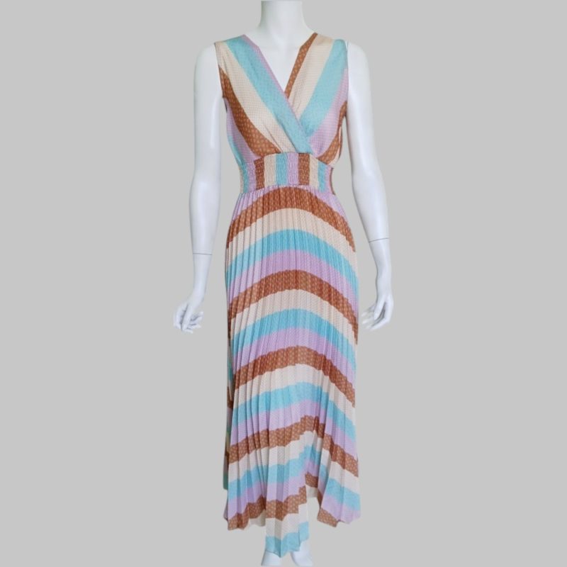Multicolor pleated long dress - Image 4