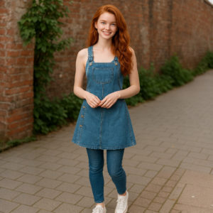 Salopette in denim gonna-pantaloncino
