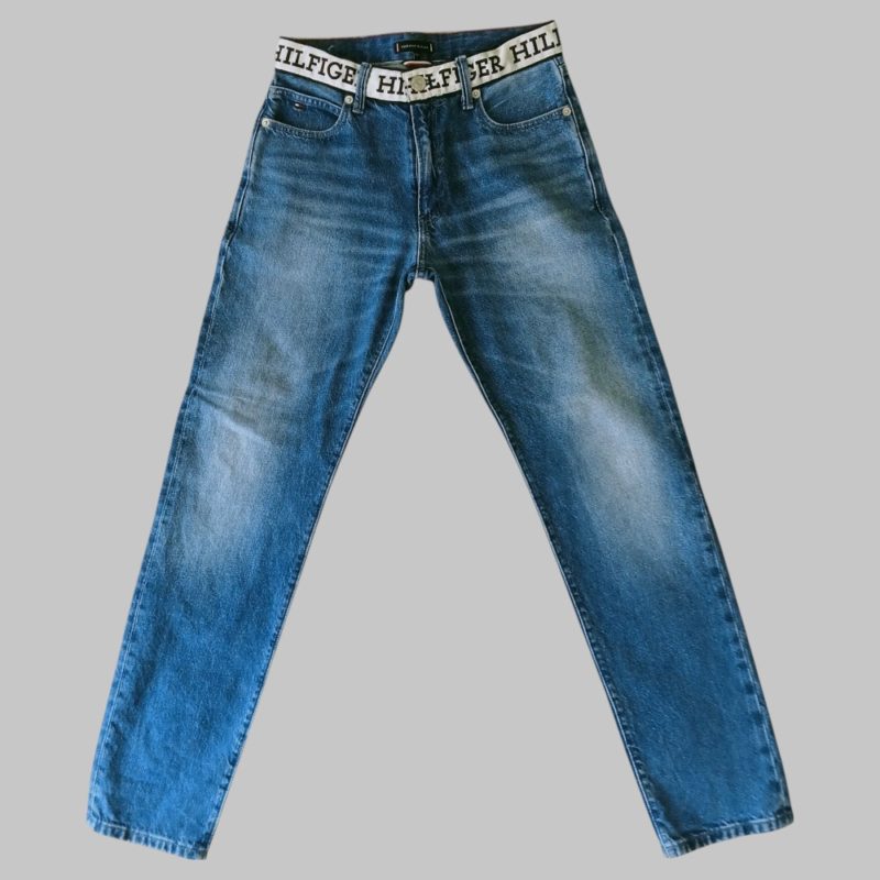 Pantalone denim 5 tasche con logo in vita - immagine 2