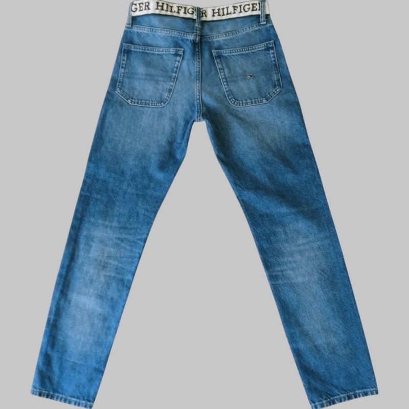 Pantalone denim 5 tasche con logo in vita - immagine 3