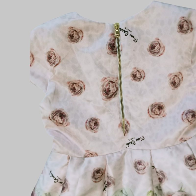 Vestito con stampa a fiori rosa con pieghe in vita - immagine 2