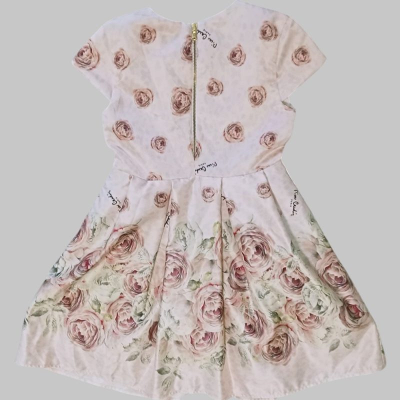 Vestito con stampa a fiori rosa con pieghe in vita - immagine 3