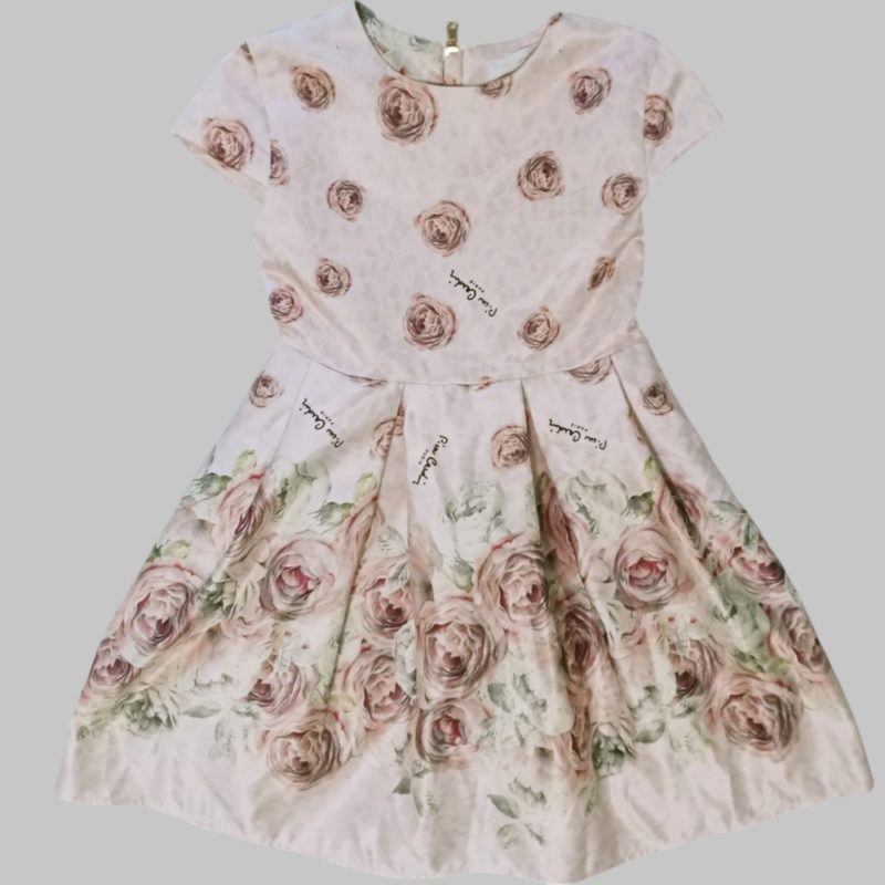 Vestito con stampa a fiori rosa con pieghe in vita - immagine 4