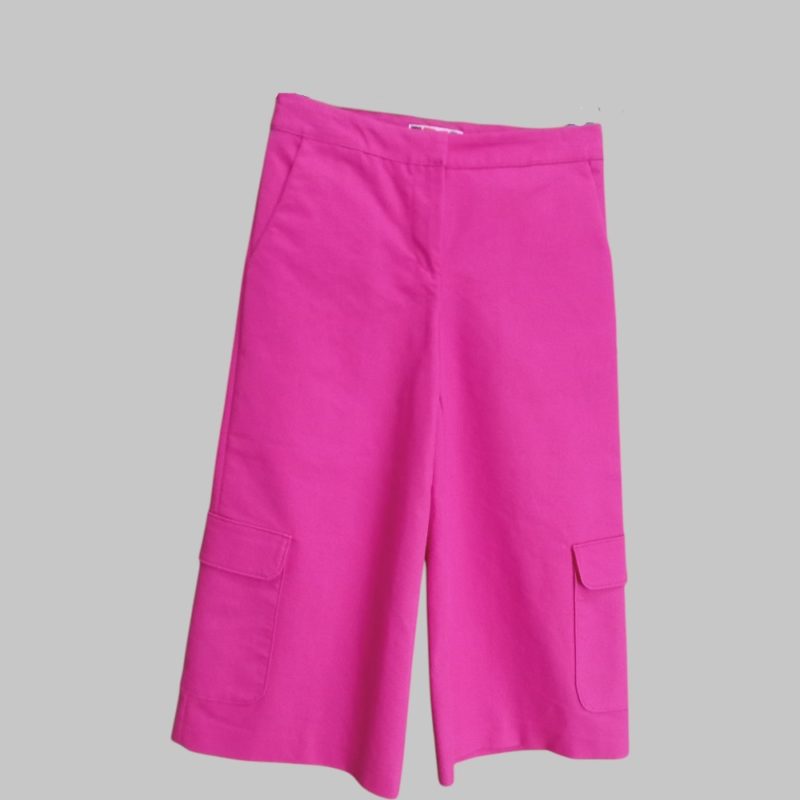 Solid color two pockets pant with elastic waistband - Image 2