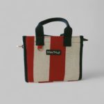 Borsa a mano in tela a strisce