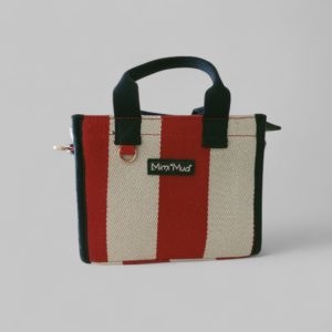 Borsa a mano in tela a strisce