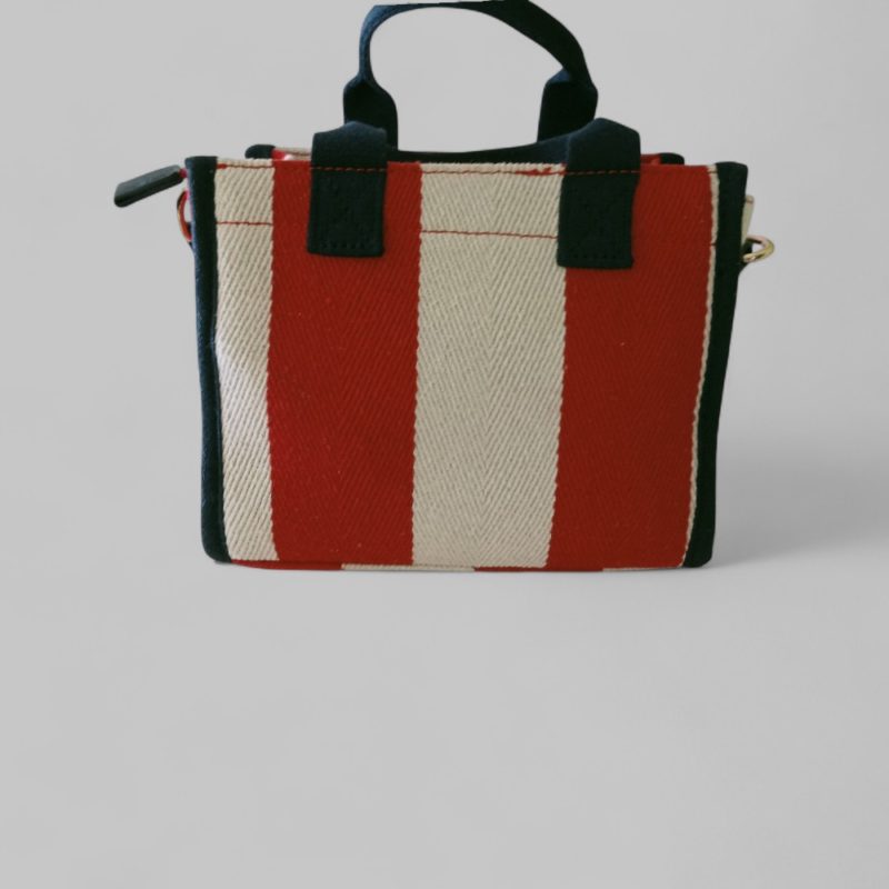 Borsa a mano in tela a strisce - immagine 3