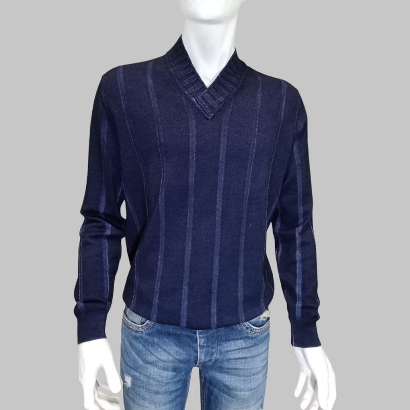 ALBANESE - 100% Lana Merino - Pullover Blu - immagine 2